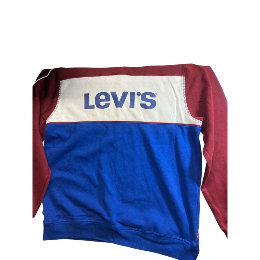 Levi’s Crewneck Sweatshirt Men’s XL Fleece Lined Red White Blue Colorblock